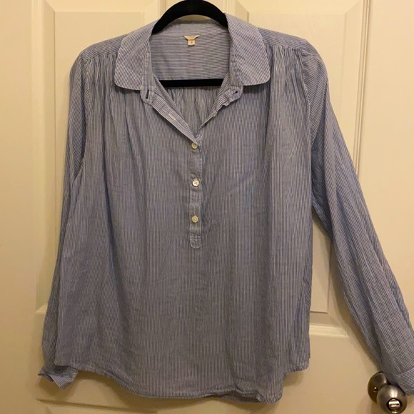 Blue and white striped blouse from J. Crew. Size S. - Picture 1 of 4
